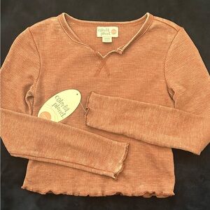 Colorful planet kids waffle top, long sleeve, V neck, sz 7/8